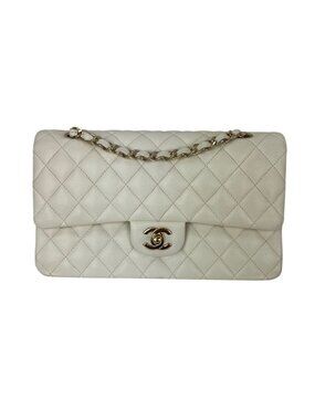 Chanel Caviar Quilted Medium Double Flap White Shoulder Bag